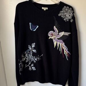 Jamison Black Sweater with Colorful Embroidery